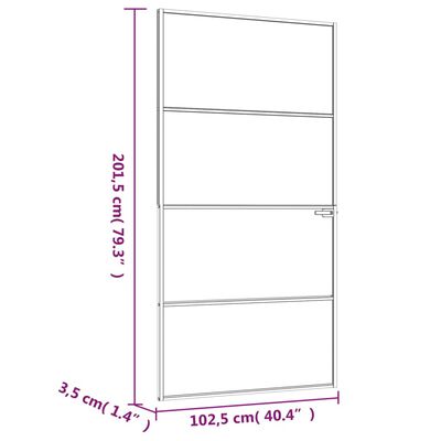 vidaXL Интериорна врата бяла 102x201,5 см закалено стъкло и алуминий