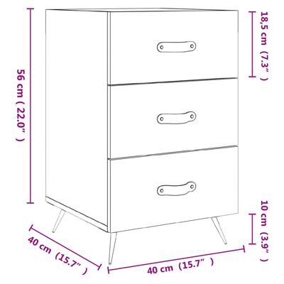 vidaXL Нощно шкафче, черно, 40x40x66 см, инженерно дърво