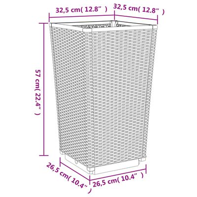 vidaXL Градински кашпи, 4 бр, бели, 32,5x32,5x57 см, PP