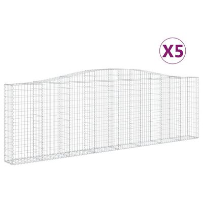 vidaXL Габионни кошници арка 5 бр 400x30x120/140см поцинковано желязо