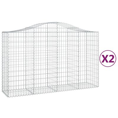 vidaXL Габионни кошници арка 2 бр 200x50x120/140см поцинковано желязо