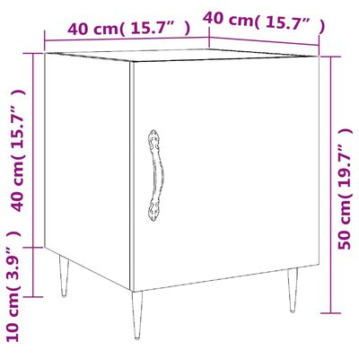 vidaXL Нощно шкафче, черно, 40x40x50 см, инженерно дърво