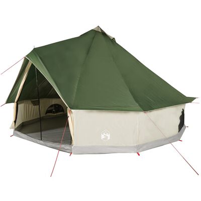 vidaXL Семейна палатка, типи, 12-местна, зелена, водоустойчива
