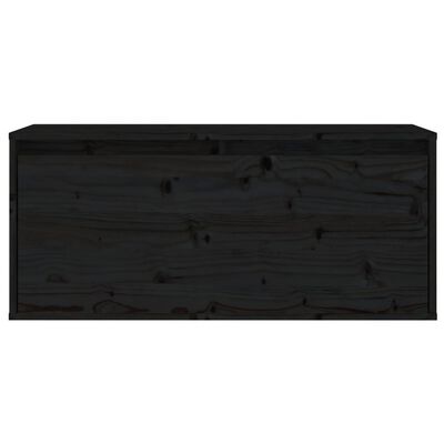 vidaXL Стенен шкаф, черен, 80x30x35 см, борово дърво масив