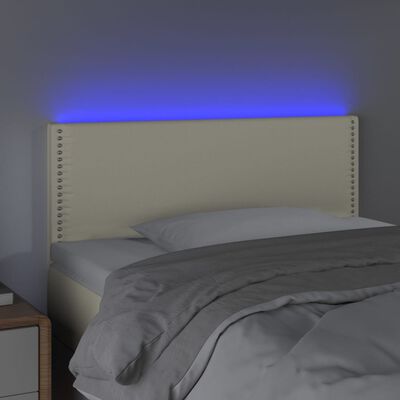 vidaXL LED Горна табла за легло, кремава, 90x5x78/88 см