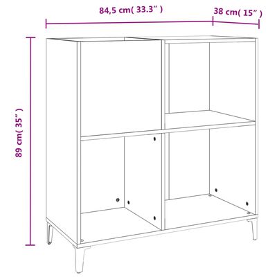 vidaXL Шкаф за винилови плочи кафяв дъб 84,5x38x89 см инженерно дърво