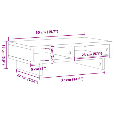 vidaXL Поставка за монитор, старо дърво, 50x27x15 см, инженерно дърво