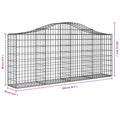 vidaXL Габионни кошници арка 7 бр 200x30x80/100 см поцинковано желязо