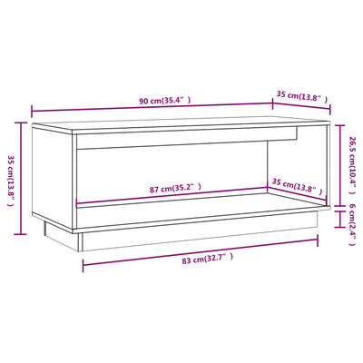 vidaXL ТВ шкаф, сив, 90x35x35 см, бор масив