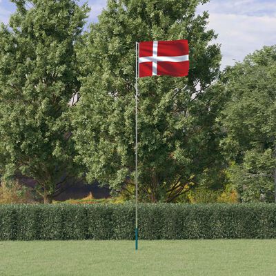 vidaXL Флаг на Дания и стълб 5,55 м алуминий