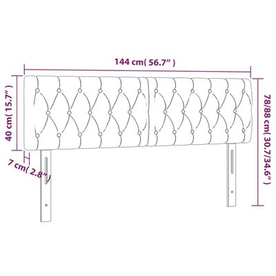 vidaXL Горни табли за легло, 2 бр, светлосива, 72x7x78/88 см, кадифе