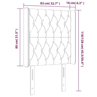 vidaXL LED горна табла за легло, таупе, 83x16x118/128 см, плат