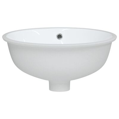 vidaXL Мивка за баня, бяла, 37x31x17,5 см, овална, керамика