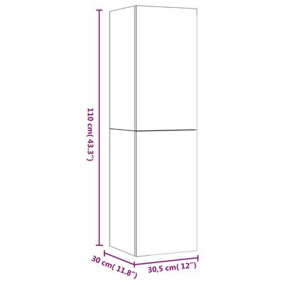 vidaXL Стенен ТВ шкаф, опушен дъб, 30,5x30x110 см