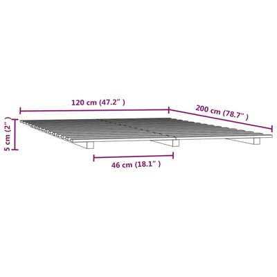 vidaXL Рамка за легло, бяла, 120х200 см, бор масив
