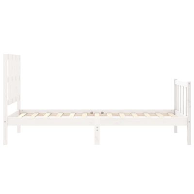 vidaXL Рамка за легло с табла, бяла, 90x190 см, масивно дърво