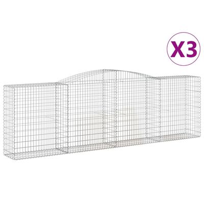 vidaXL Габионни кошници арка 3 бр 400x50x120/140см поцинковано желязо