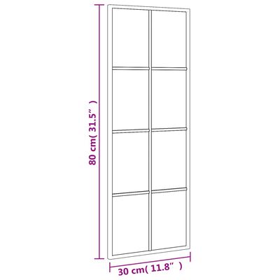 vidaXL Стенно огледало, черно, 30x80 см, правоъгълно, желязо