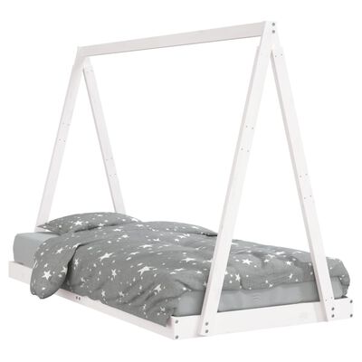 vidaXL Детска рамка за легло, бяла, 90x190 см, бор масив