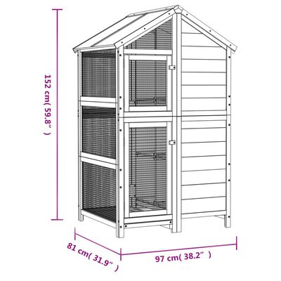 vidaXL Къщичка за птици кафява 97x81x152 см масивна чамова дървесина