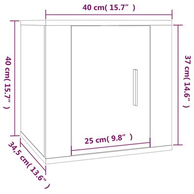 vidaXL ТВ шкафове със стенен монтаж, 2 бр, сонома дъб, 40x34,5x40 см