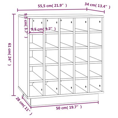 vidaXL Шкаф за вино меденокафяв 55,5x34x61 см масивна дървесина бор