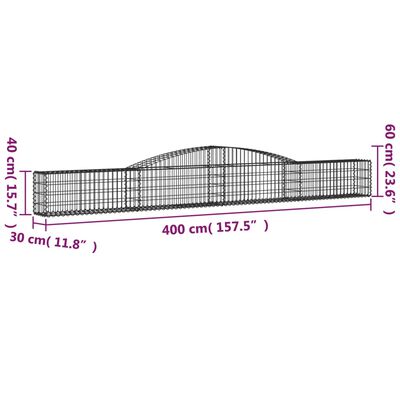 vidaXL Габионни кошници арка 2 бр 400x30x40/60 см поцинковано желязо