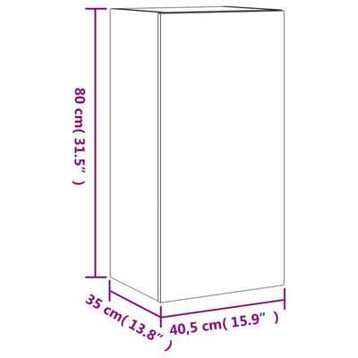 vidaXL Стенен ТВ шкаф с LED осветление, сив сонома, 40,5x35x80 см