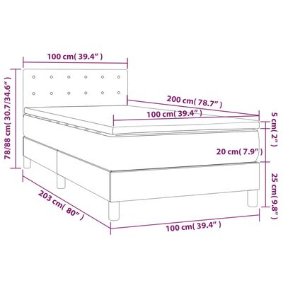 vidaXL Боксспринг легло с матрак и LED, таупе, 100x200 см, плат