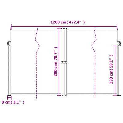 vidaXL Прибираща се странична тента, синя, 200x1200 см