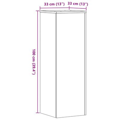 vidaXL Поставка за растения, сонома дъб, 33x33x100 см, инженерно дърво