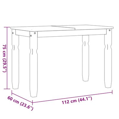 vidaXL Тоалетка Corona, 112x60x75 см, бор масив