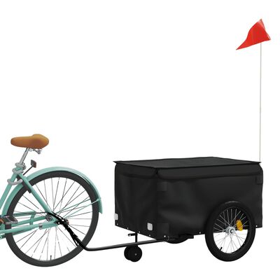 vidaXL Ремарке за велосипед, черно, 45 кг, желязо