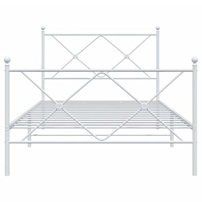 vidaXL Метална рамка за легло с горна и долна табла, бяла, 100x200 см