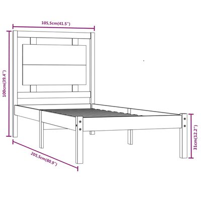 vidaXL Рамка за легло, меденокафява, дърво масив, 100x200 см