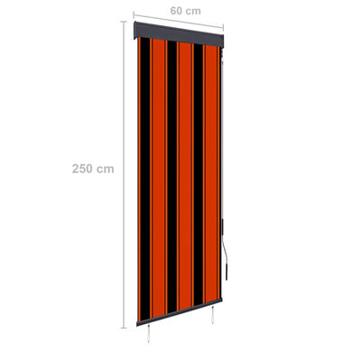 vidaXL Външна ролетна щора, 60x250 см, оранжево и кафяво