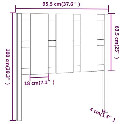 vidaXL Горна табла за легло, 95,5x4x100 см, бор масив