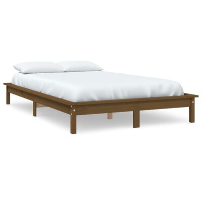 vidaXL Рамка за легло, меденокафява, бор масив, 140x190 см