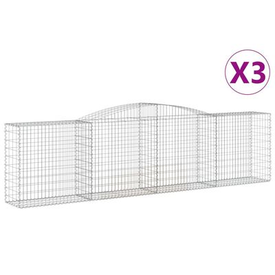 vidaXL Габионни кошници арка 3 бр 400x50x100/120 см поцинковано желязо