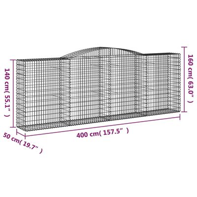 vidaXL Габионни кошници арка 15 бр 400x50x140/160см поцинковано желязо