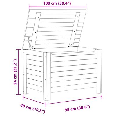 vidaXL Сандък за съхранение с капак RANA, бял, 100x49x54 см, бор масив