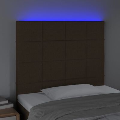 vidaXL LED горна табла за легло, тъмнокафява,90x5x118/128 см, плат