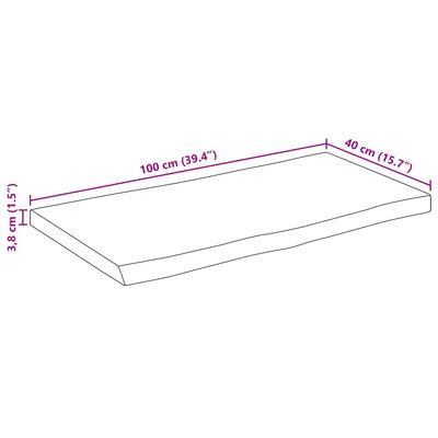 vidaXL Плот за маса, жив ръб, 100x40x3,8 см, масивно дърво грубо манго