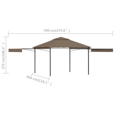 vidaXL Шатра с двойно разтегаем покрив 3x3x2,75 м таупе 180 г/м²