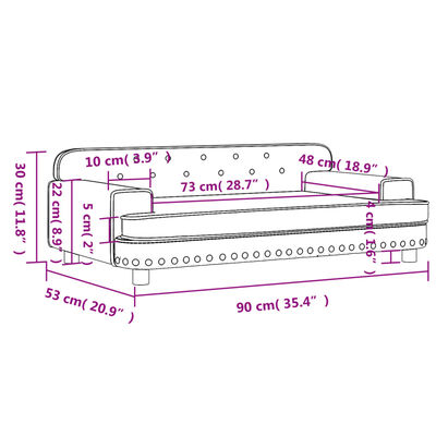 vidaXL Детски диван, тъмносив, 90x53x30 см, кадифе