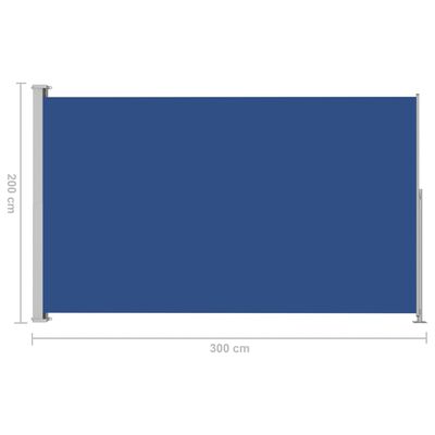 vidaXL Прибираща се дворна странична тента, 200x300 см, синя