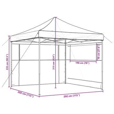 vidaXL Сгъваема парти шатра pop-up с 2 странични стени черна