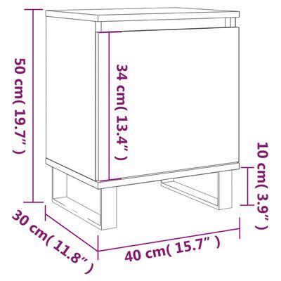 vidaXL Нощни шкафчета 2 бр опушен дъб 40x30x50 см инженерно дърво