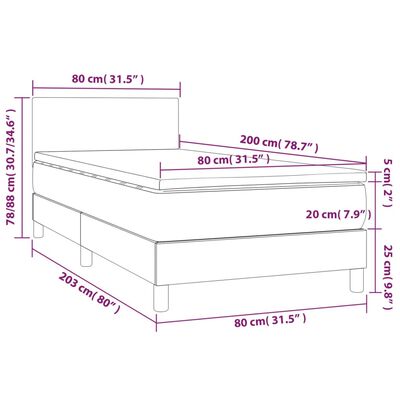 vidaXL Боксспринг легло с матрак и LED, синьо, 80x200 см, плат