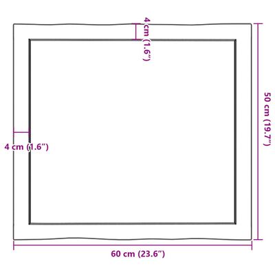 vidaXL Плот за маса тъмнокафяв 60x50x(2-4) см обработен масивен дъб